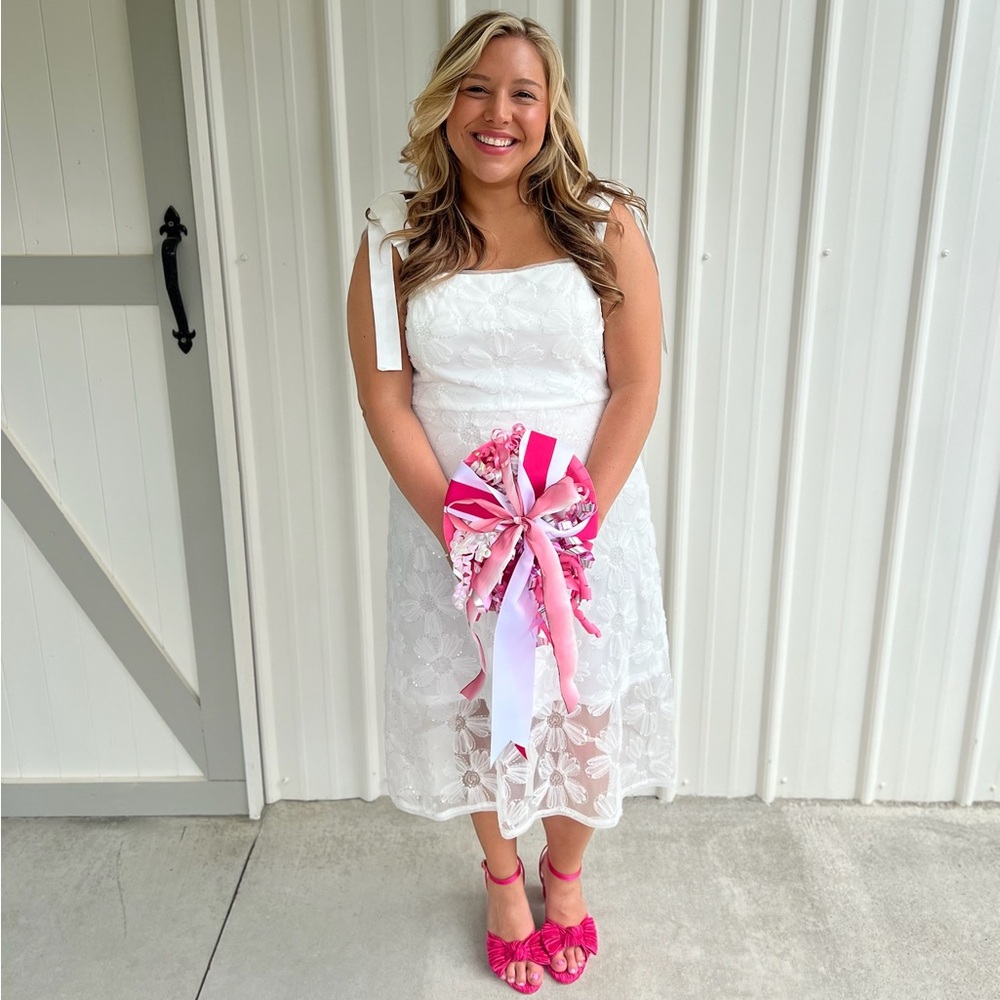 Adrianna Papell White Midi Dress - Size 16